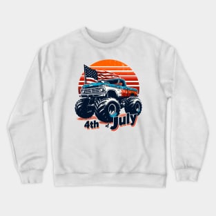 4th Of July, Monster Truck Crewneck Sweatshirt